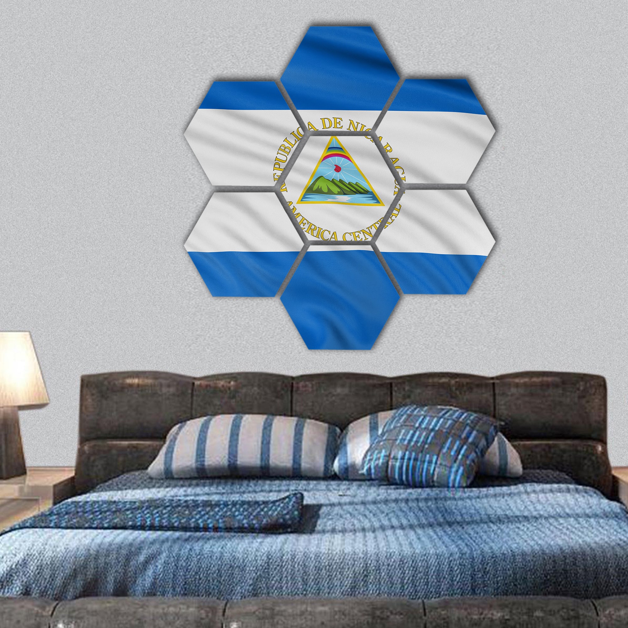 3D Nicaragua flag hexagonal canvas wall art