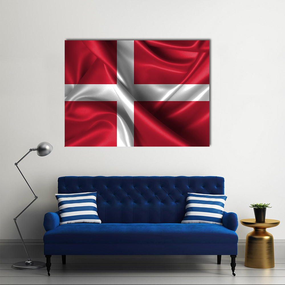 Wavy Flag Of Denmark Multi Panel Canvas Wall Art