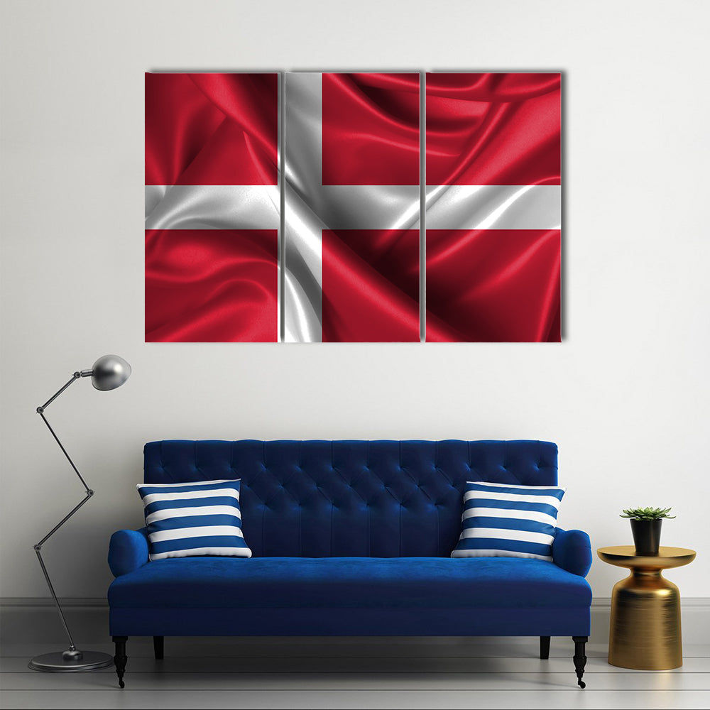 Wavy Flag Of Denmark Multi Panel Canvas Wall Art
