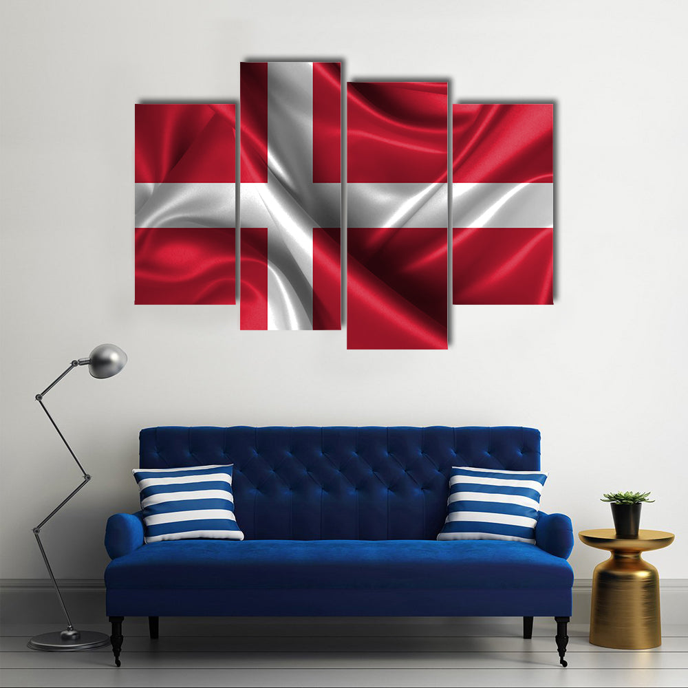 Wavy Flag Of Denmark Multi Panel Canvas Wall Art