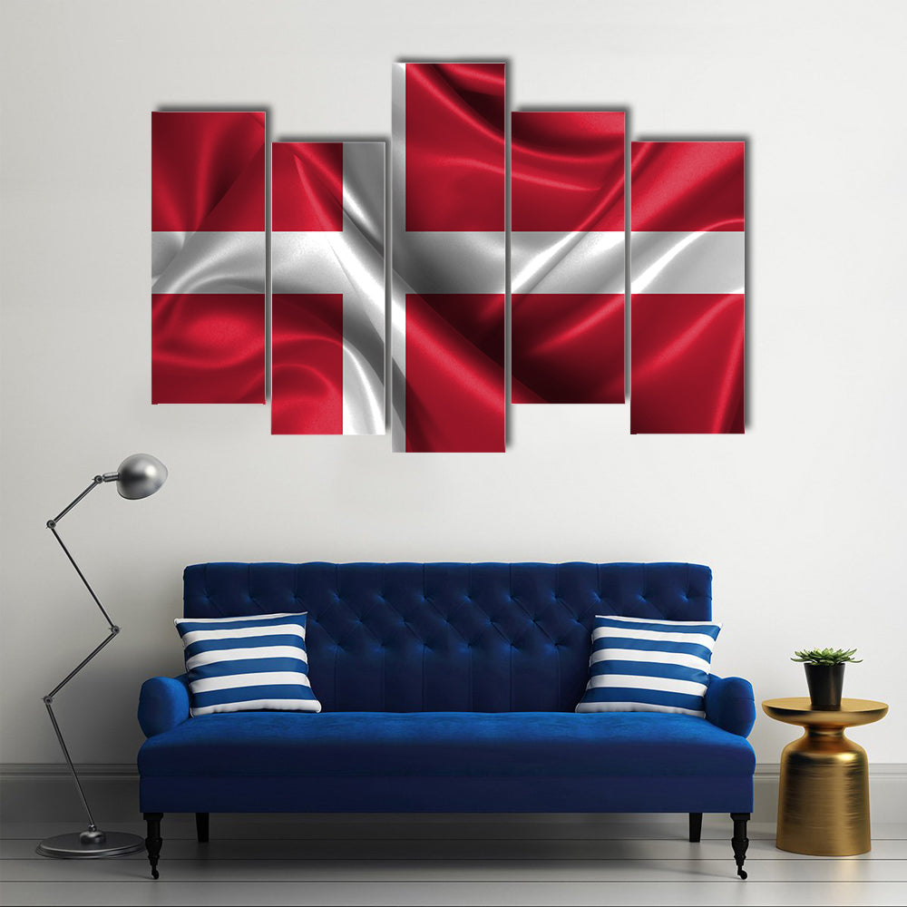Wavy Flag Of Denmark Multi Panel Canvas Wall Art