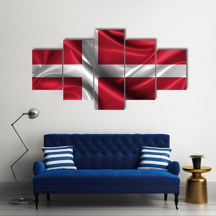 Wavy Flag Of Denmark Multi Panel Canvas Wall Art