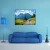 Group of motorbikes in the mountains, race highway multi panel canvas wall art