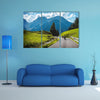 Group of motorbikes in the mountains, race highway multi panel canvas wall art