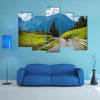 Group of motorbikes in the mountains, race highway multi panel canvas wall art