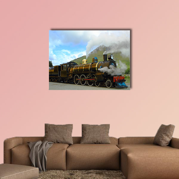 Historic steam train in South Island, New Zealand Multi panel canvas wall art