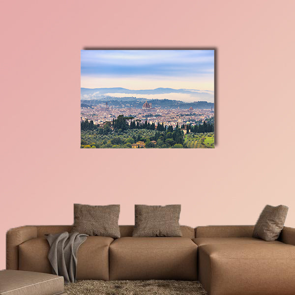 Florence or Firenze aerial foggy morning cityscape Italy multi panel canvas wall art