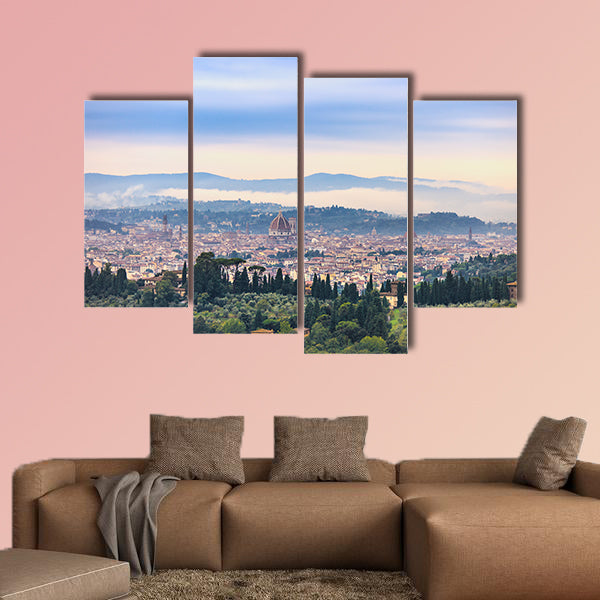 Florence or Firenze aerial foggy morning cityscape Italy multi panel canvas wall art