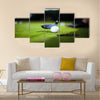 Golf ball on green meadow, driver Multi Panel Canvas Wall Art