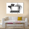 Security cameras, laptop and earth globe Multi panel canvas wall art