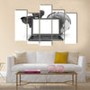 Security cameras, laptop and earth globe Multi panel canvas wall art