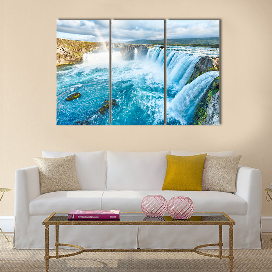 Godafoss is a very beautiful Icelandic waterfall multi panel canvas wall art