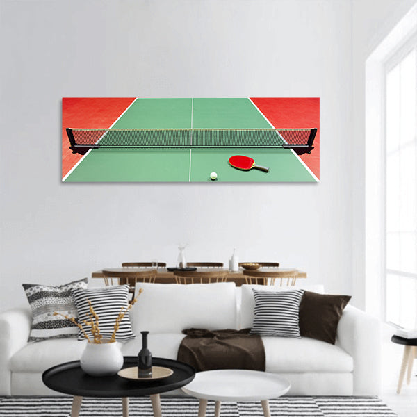 Equipment for table tennis - racket, ball, table panoramic canvas wall art