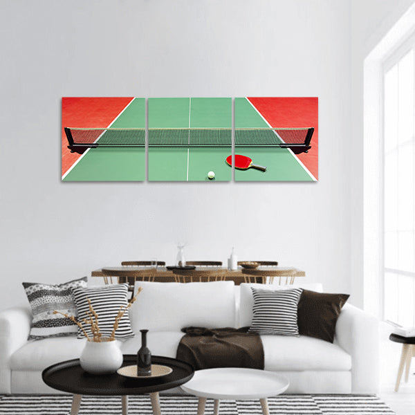Equipment for table tennis - racket, ball, table panoramic canvas wall art