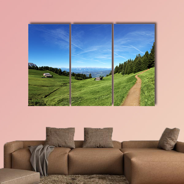 Italian mountain panorama in Tyrol with chalet multi panel canvas wall art