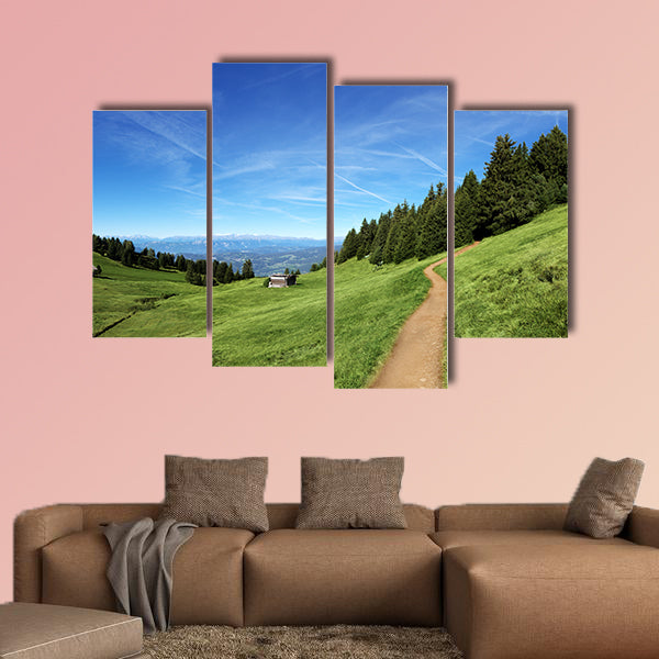 Italian mountain panorama in Tyrol with chalet multi panel canvas wall art