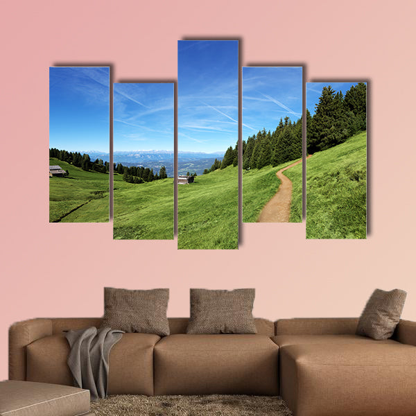 Italian mountain panorama in Tyrol with chalet multi panel canvas wall art