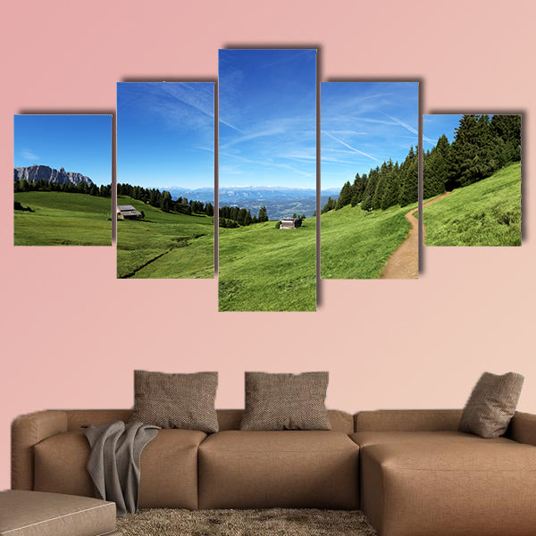 Italian mountain panorama in Tyrol with chalet multi panel canvas wall art