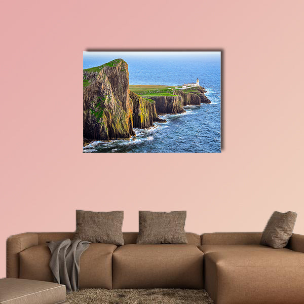 View of Neist Point lighthouse and rocky ocean coastline, highlands wall art