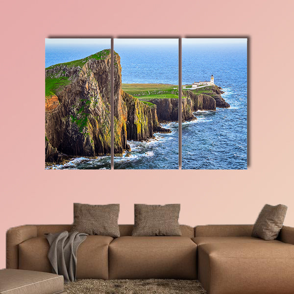 View of Neist Point lighthouse and rocky ocean coastline, highlands wall art