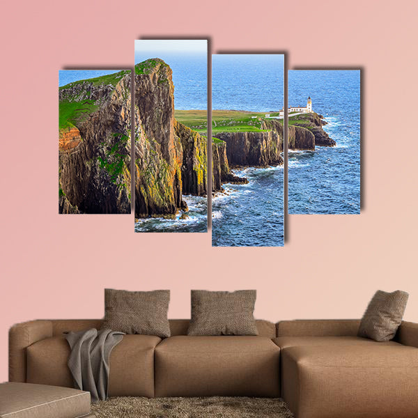 View of Neist Point lighthouse and rocky ocean coastline, highlands wall art