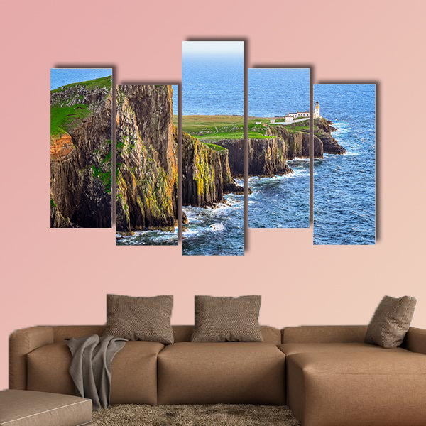 View of Neist Point lighthouse and rocky ocean coastline, highlands wall art
