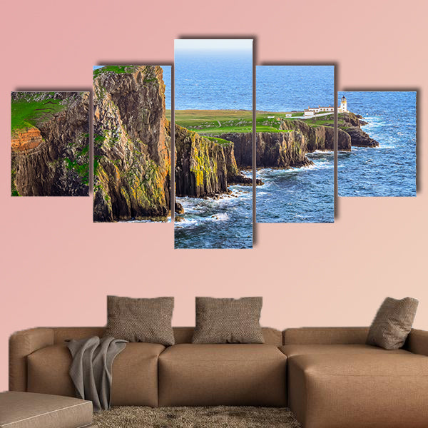View of Neist Point lighthouse and rocky ocean coastline, highlands wall art