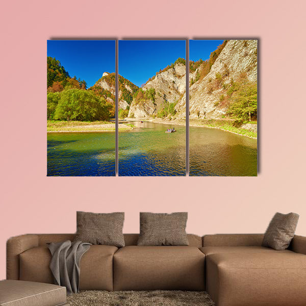 The Dunajec River Gorge Tourists on raft  multi panel canvas wall art