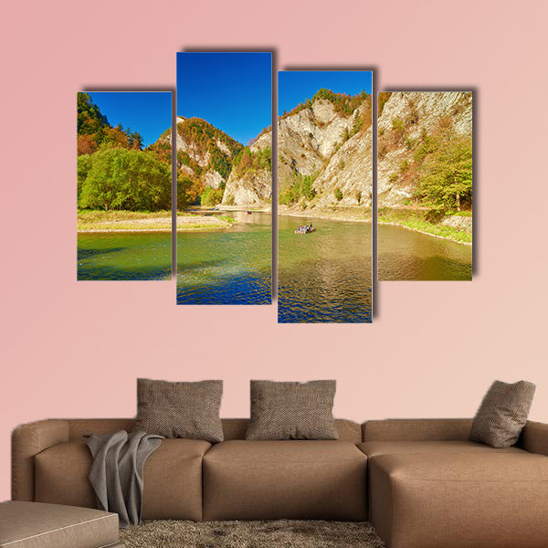The Dunajec River Gorge Tourists on raft  multi panel canvas wall art