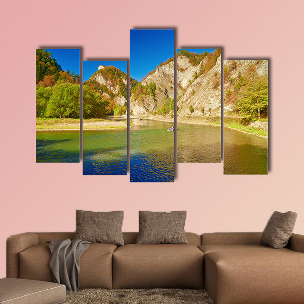 The Dunajec River Gorge Tourists on raft  multi panel canvas wall art
