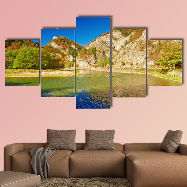The Dunajec River Gorge Tourists on raft  multi panel canvas wall art