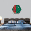 Turkmenistan Flag hexagonal canvas wall art