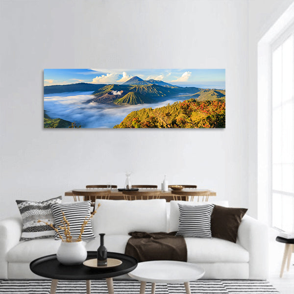 Bromo vocalno at sunrise, East Java, , Indonesia panoramic canvas wall art