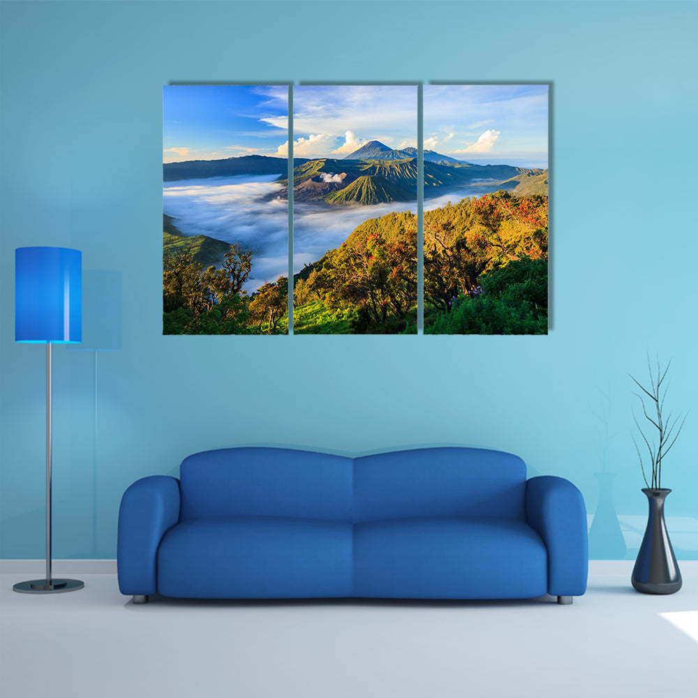 The Bromo Vocalno at sunrise, East Java, Indonesia Multi Panel Canvas Wall Art
