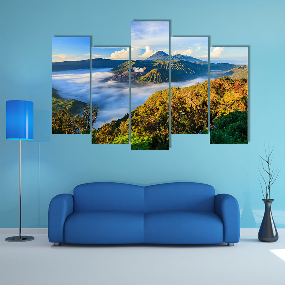 The Bromo Vocalno at sunrise, East Java, Indonesia Multi Panel Canvas Wall Art