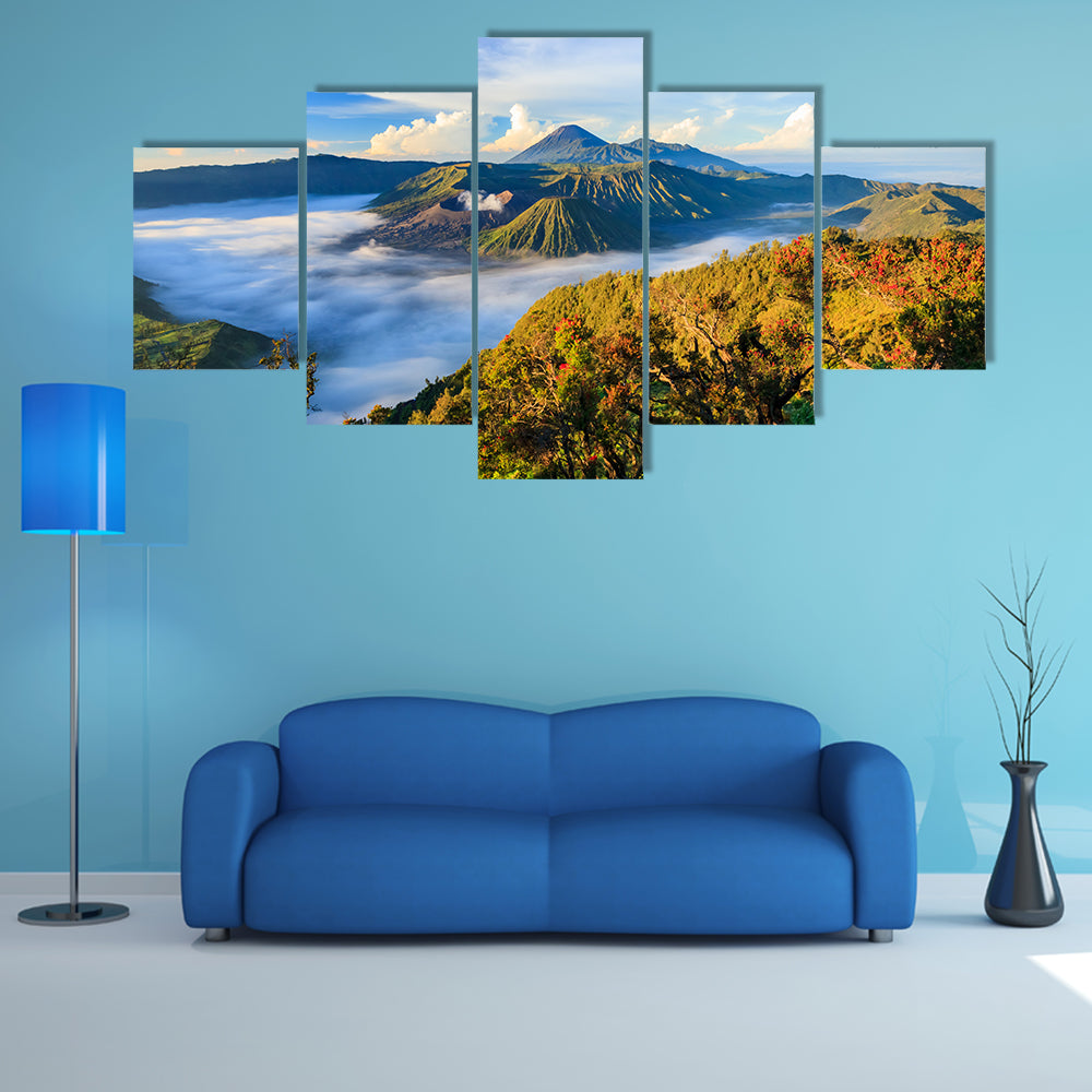 The Bromo Vocalno at sunrise, East Java, Indonesia Multi Panel Canvas Wall Art