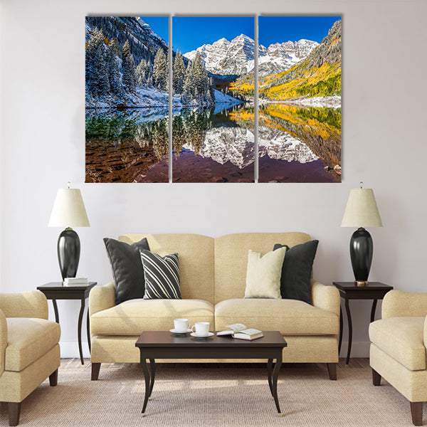 Fall foliage at Maroon Bells Multi panel canvas wall art