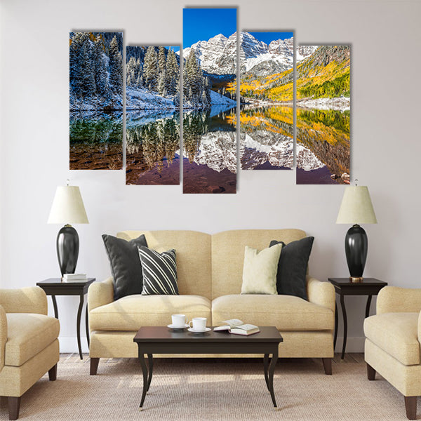 Fall foliage at Maroon Bells Multi panel canvas wall art