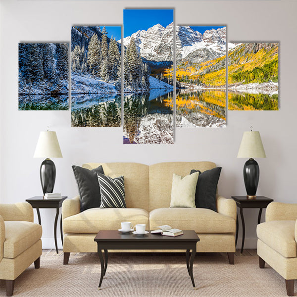 Fall foliage at Maroon Bells Multi panel canvas wall art