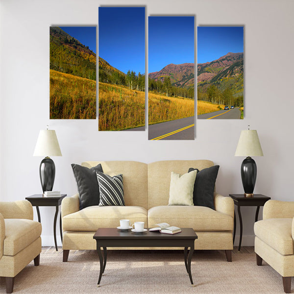 Beautiful autumn drive in Colorado Multi panel canvas wall art