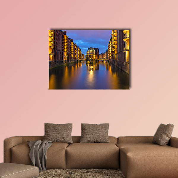 Historic Speicherstadt in Hamburg multi panel canvas wall art