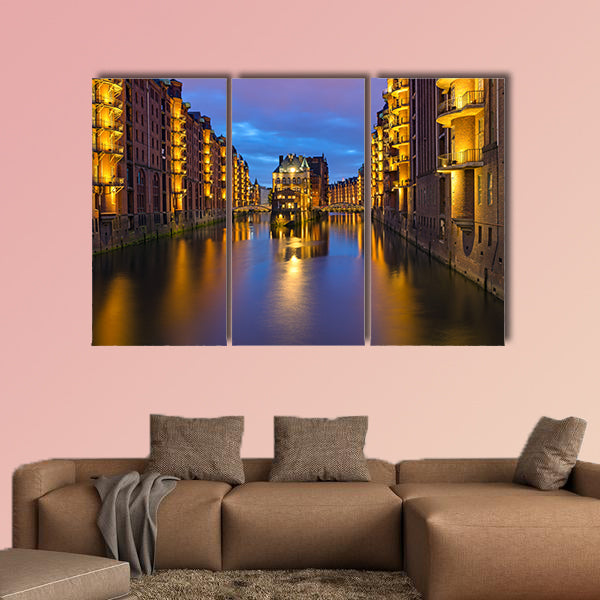 Historic Speicherstadt in Hamburg multi panel canvas wall art