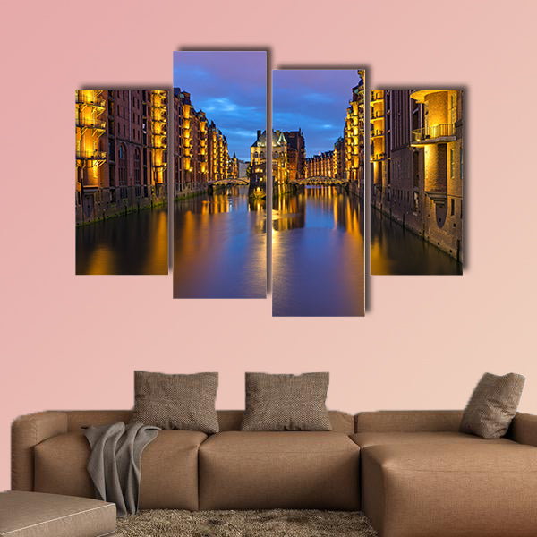 Historic Speicherstadt in Hamburg multi panel canvas wall art