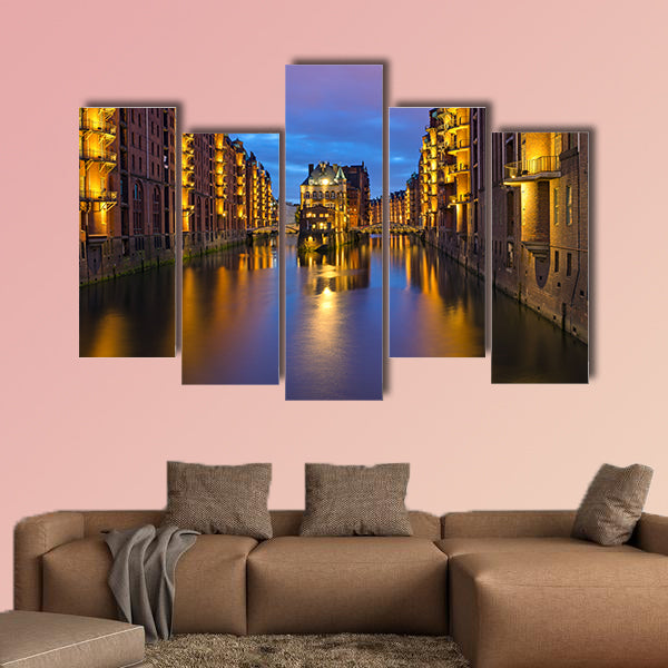 Historic Speicherstadt in Hamburg multi panel canvas wall art