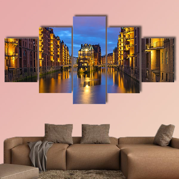 Historic Speicherstadt in Hamburg multi panel canvas wall art