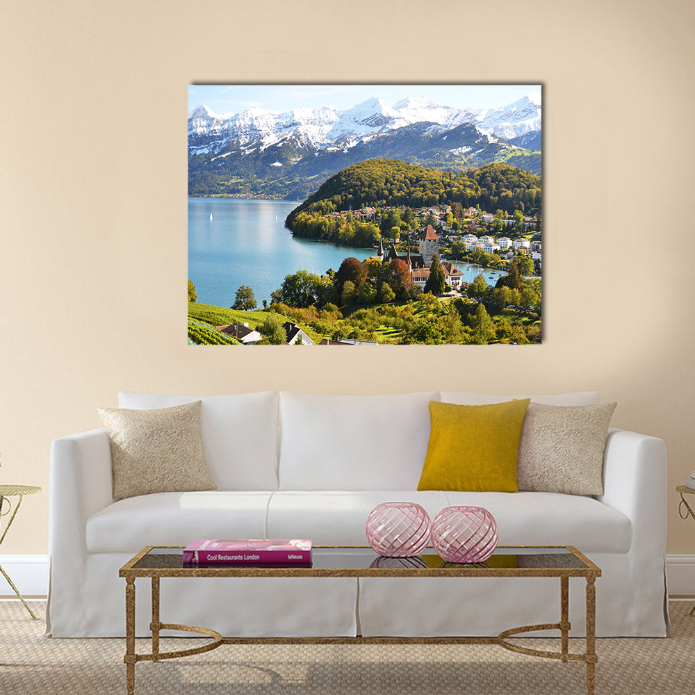 Spiez Castle, Switzerland multi panel canvas wall art