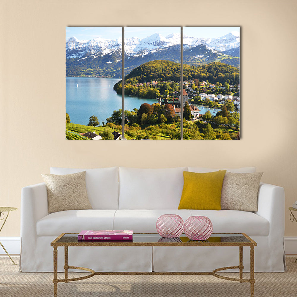 Spiez Castle, Switzerland multi panel canvas wall art