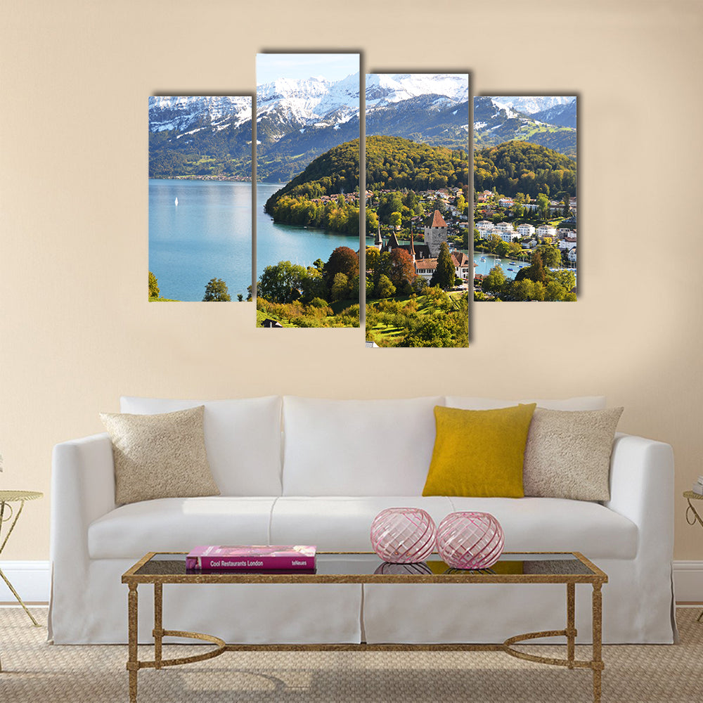 Spiez Castle, Switzerland multi panel canvas wall art