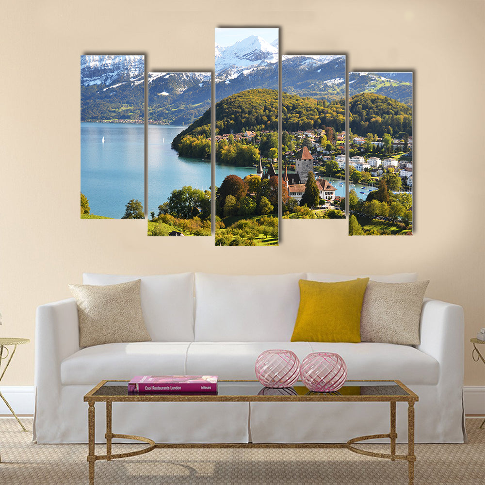 Spiez Castle, Switzerland multi panel canvas wall art