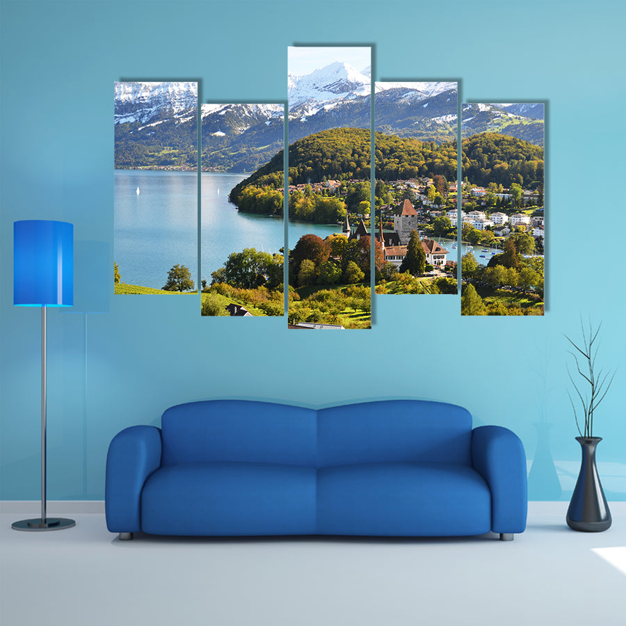The Spiez Castle, Switzerland Multi Panel Canvas Wall Art